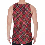 Red Stewart Tartan Pattern Print Men's Velvet Tank Top