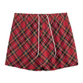 Red Stewart Tartan Pattern Print Mesh Shorts