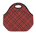 Red Stewart Tartan Pattern Print Neoprene Lunch Bag