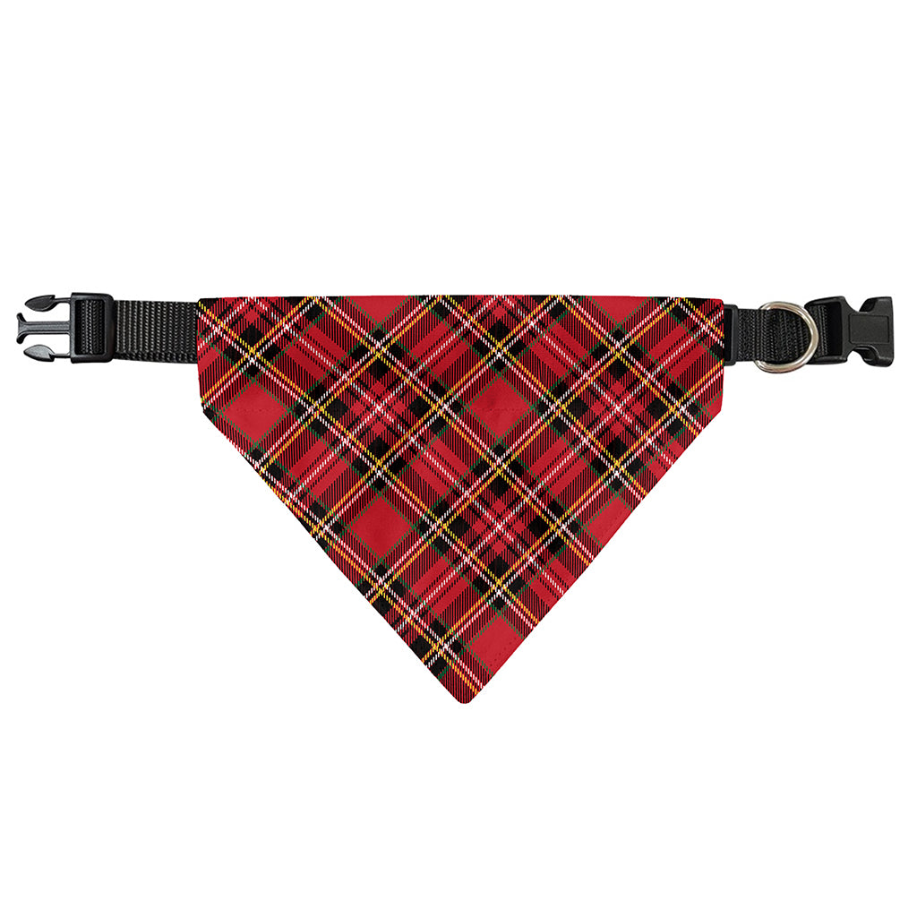 Red Stewart Tartan Pattern Print Over The Collar Dog Bandana