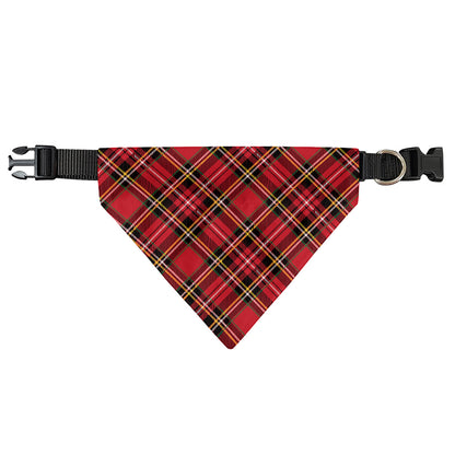 Red Stewart Tartan Pattern Print Over The Collar Dog Bandana