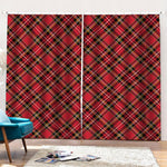 Red Stewart Tartan Pattern Print Pencil Pleat Curtains