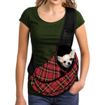 Red Stewart Tartan Pattern Print Pet Sling Carrier