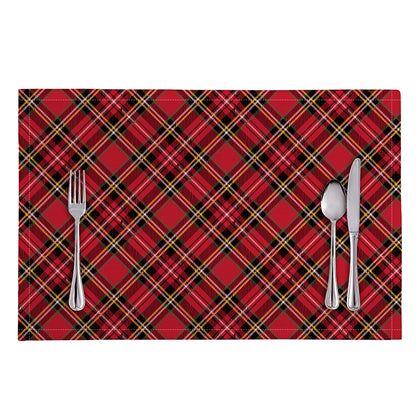 Red Stewart Tartan Pattern Print Placemat