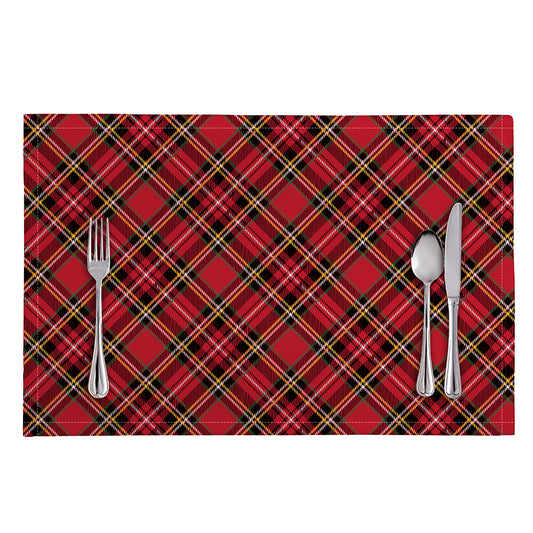Red Stewart Tartan Pattern Print Placemat