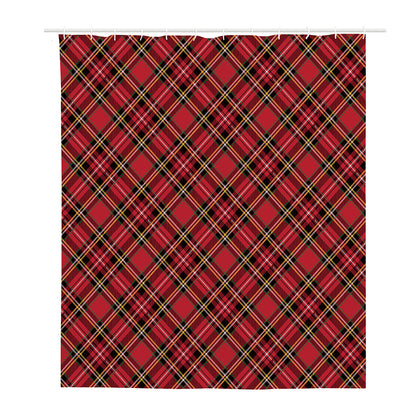 Red Stewart Tartan Pattern Print Polyester Shower Curtain