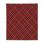 Red Stewart Tartan Pattern Print Polyester Shower Curtain