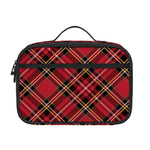 Red Stewart Tartan Pattern Print Portable Lunch Bag