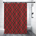 Red Stewart Tartan Pattern Print Premium Shower Curtain
