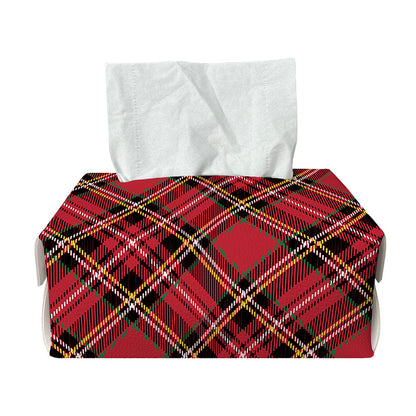 Red Stewart Tartan Pattern Print Rectangle Tissue Box Cover