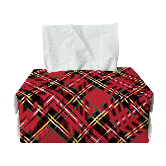 Red Stewart Tartan Pattern Print Rectangle Tissue Box Cover