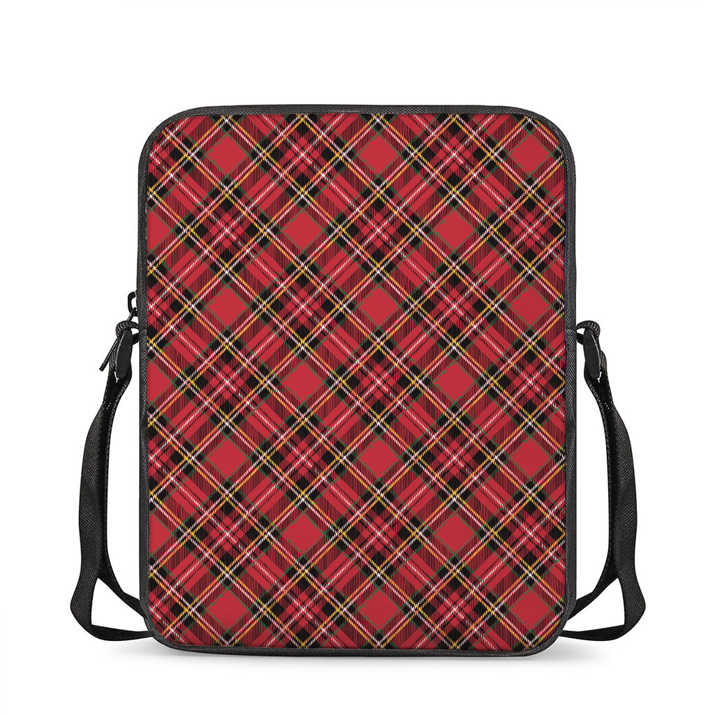 Red Stewart Tartan Pattern Print Rectangular Crossbody Bag
