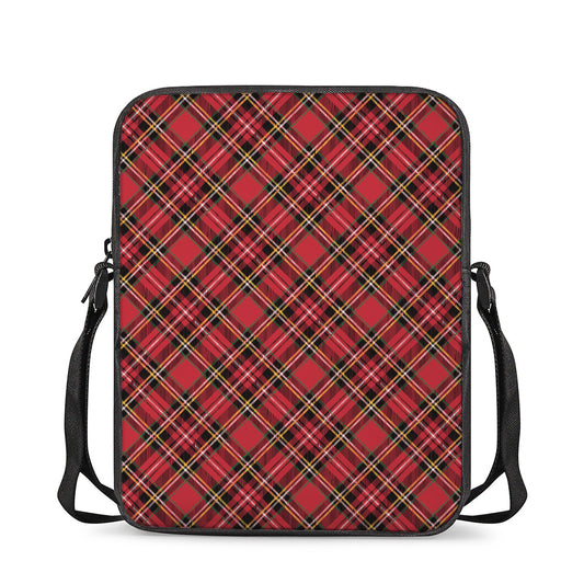 Red Stewart Tartan Pattern Print Rectangular Crossbody Bag