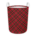 Red Stewart Tartan Pattern Print Round Laundry Basket