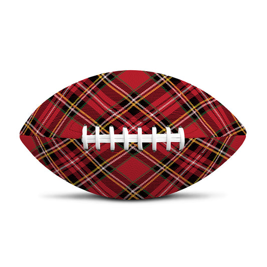 Red Stewart Tartan Pattern Print Rugby Ball