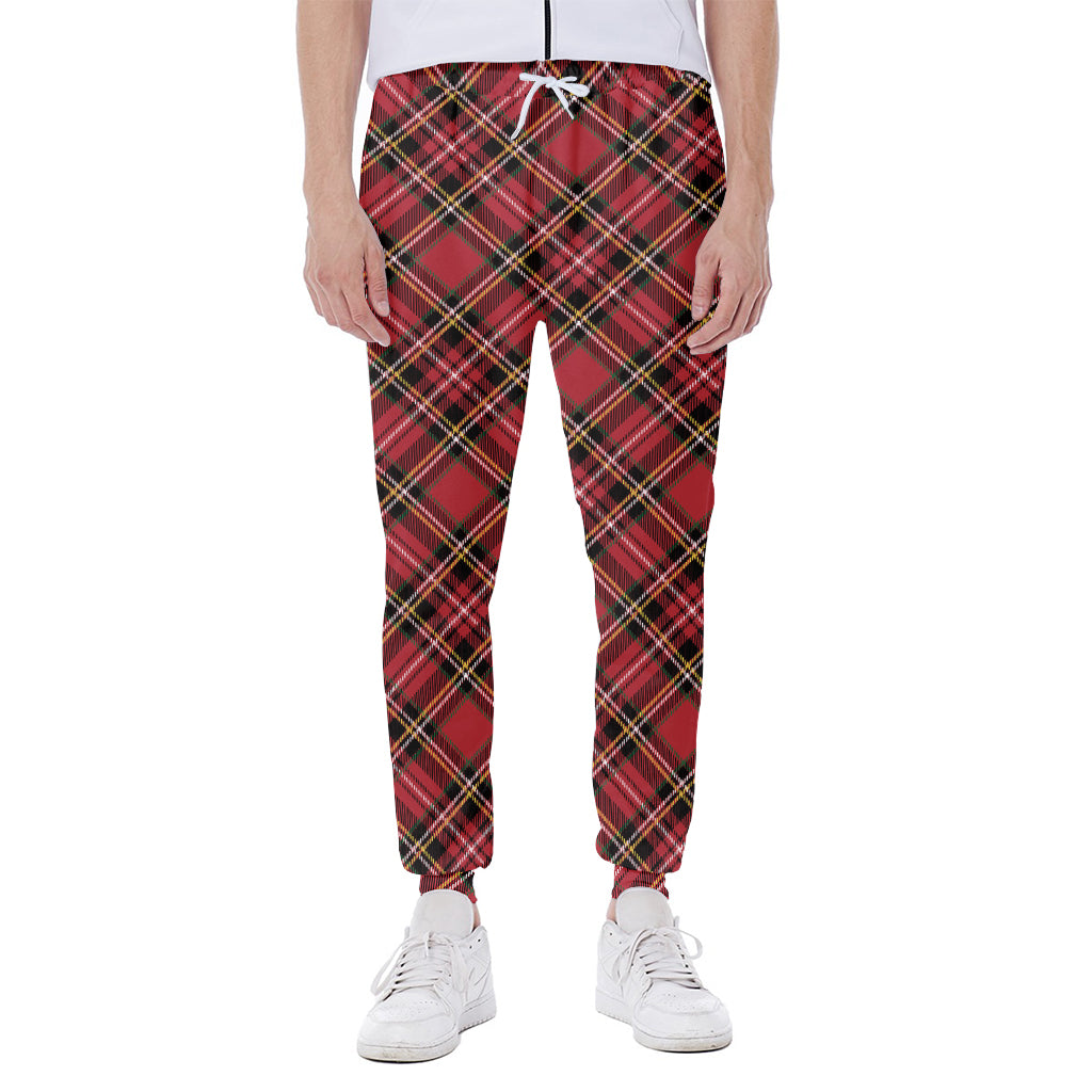 Red Stewart Tartan Pattern Print Scuba Joggers