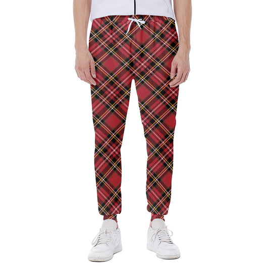Red Stewart Tartan Pattern Print Scuba Joggers