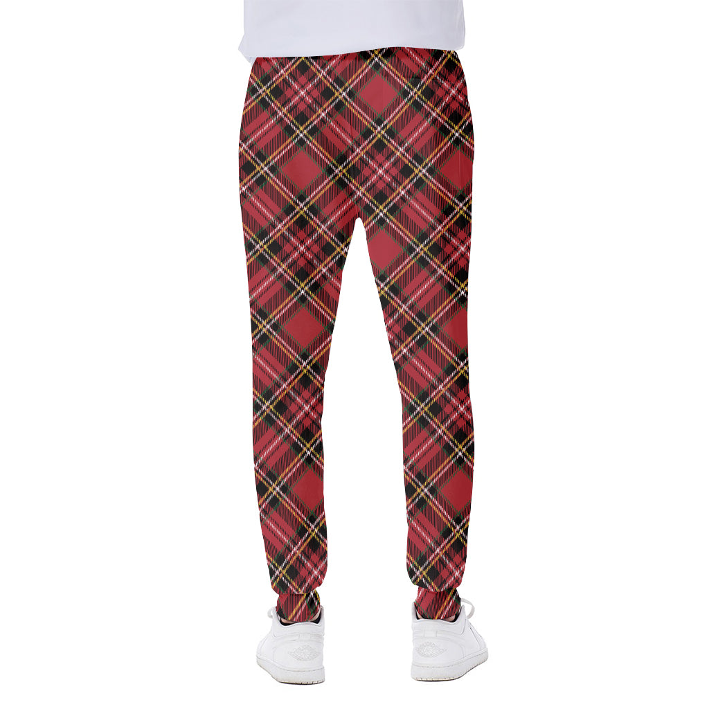 Red Stewart Tartan Pattern Print Scuba Joggers