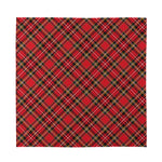 Red Stewart Tartan Pattern Print Silk Bandana