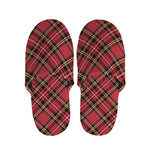 Red Stewart Tartan Pattern Print Slippers