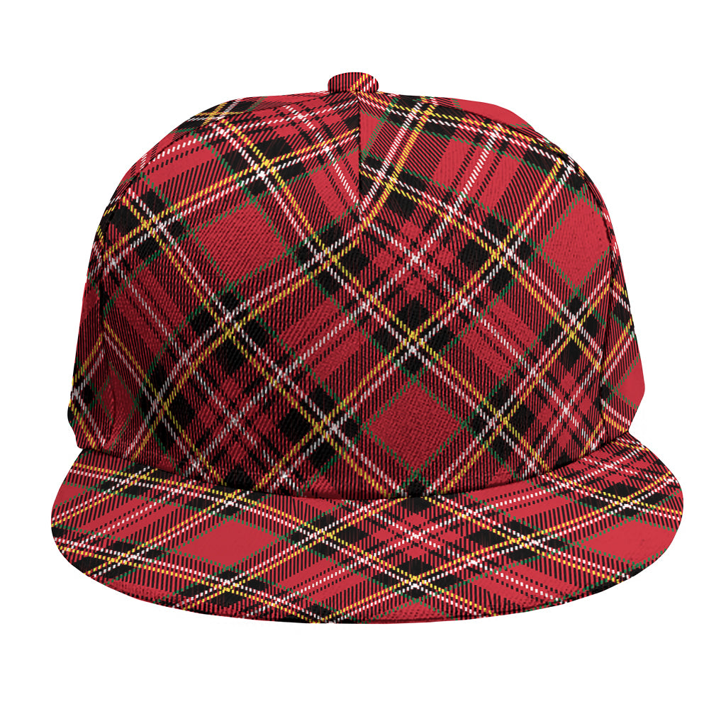 Red Stewart Tartan Pattern Print Snapback Cap