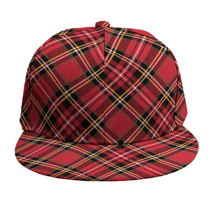 Red Stewart Tartan Pattern Print Snapback Cap