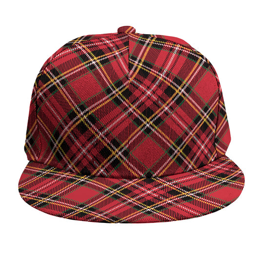 Red Stewart Tartan Pattern Print Snapback Cap