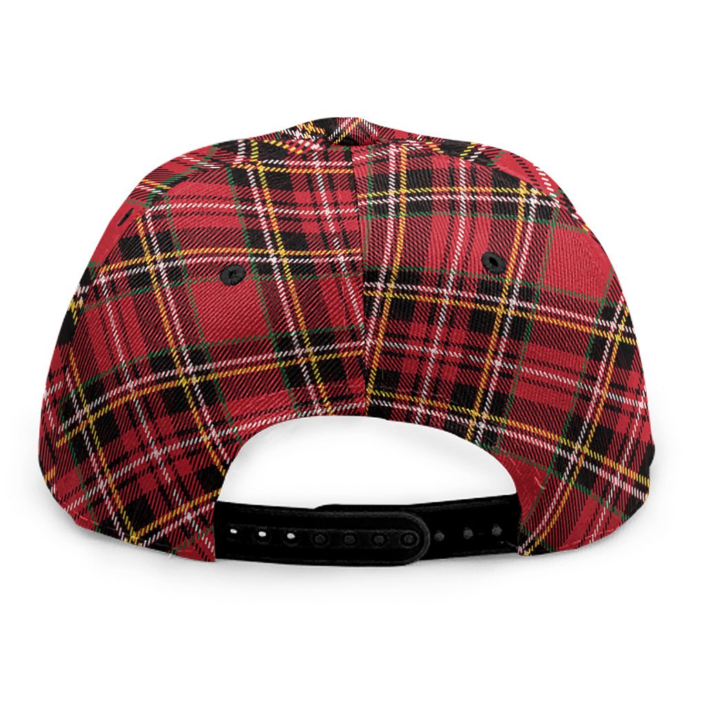 Red Stewart Tartan Pattern Print Snapback Cap