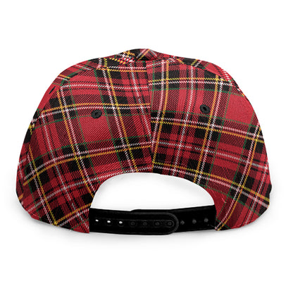 Red Stewart Tartan Pattern Print Snapback Cap
