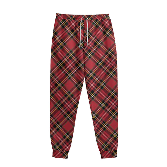 Red Stewart Tartan Pattern Print Sweatpants