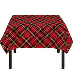 Red Stewart Tartan Pattern Print Tablecloth