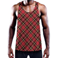 Red Stewart Tartan Pattern Print Men's Workout Tank Top