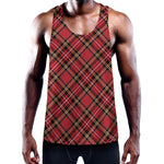 Red Stewart Tartan Pattern Print Training Tank Top