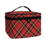 Red Stewart Tartan Pattern Print Travel Makeup Bag
