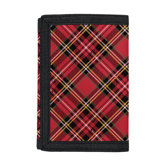 Red Stewart Tartan Pattern Print Trifold Wallet