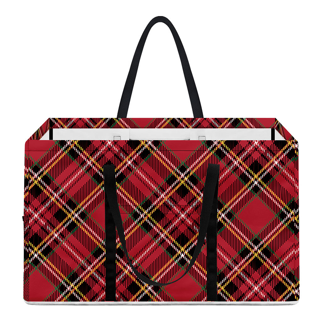 Red Stewart Tartan Pattern Print Utility Tote Bag