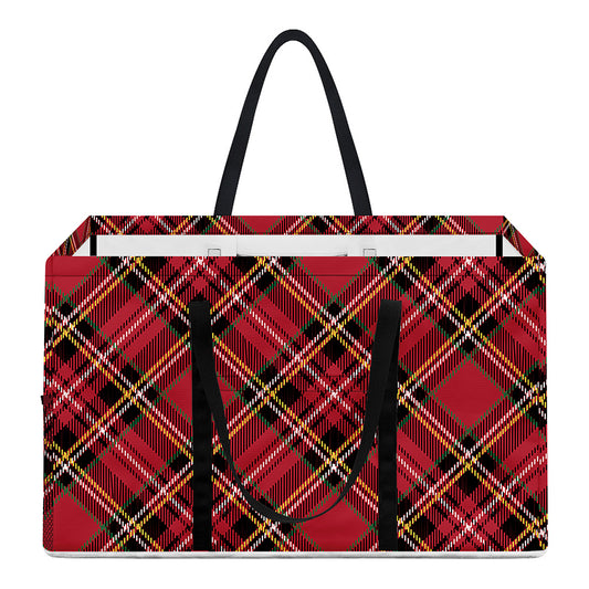 Red Stewart Tartan Pattern Print Utility Tote Bag