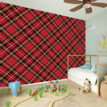 Red Stewart Tartan Pattern Print Wall Sticker