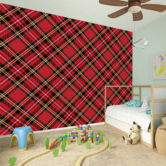 Red Stewart Tartan Pattern Print Wall Sticker