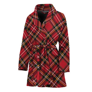 Red Stewart Tartan Pattern Print Women's Bathrobe