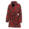 Red Stewart Tartan Pattern Print Women's Bathrobe