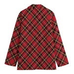Red Stewart Tartan Pattern Print Women's Cotton Blazer