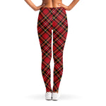 Red Stewart Tartan Pattern Print Women's Leggings