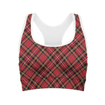 Red Stewart Tartan Pattern Print Women's Sports Bra