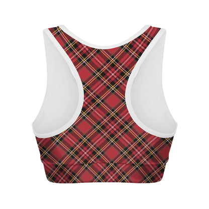 Red Stewart Tartan Pattern Print Women's Sports Bra