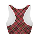 Red Stewart Tartan Pattern Print Women's Sports Bra