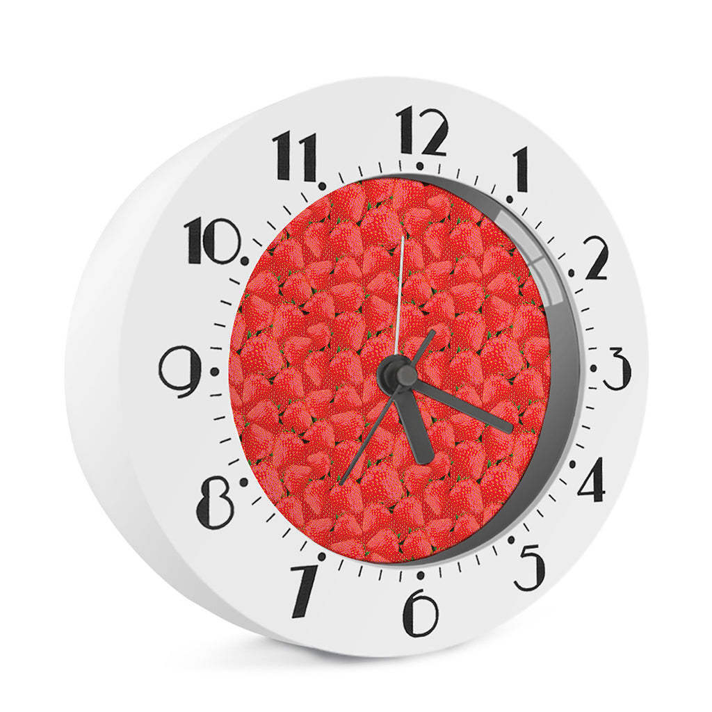 Red Strawberry Pattern Print Alarm Clock