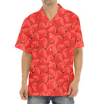 Red Strawberry Pattern Print Aloha Shirt