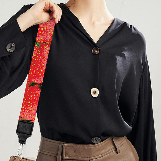 Red Strawberry Pattern Print Bag Strap