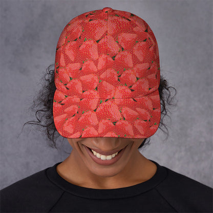 Red Strawberry Pattern Print Baseball Cap